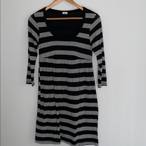 Splendid Black and Grey Striped Sleeve Dress - Picture 1 of 4